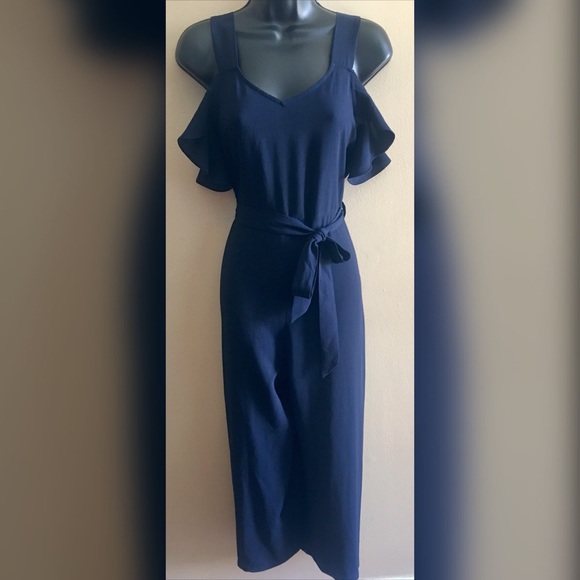 Elodie Other - Navy cold shoulder flutter sleeve romper nwot